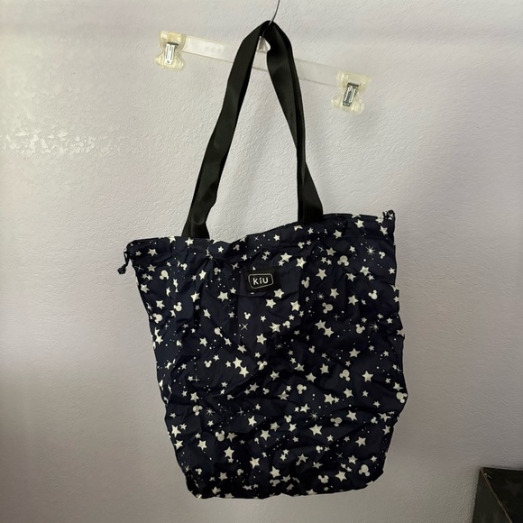 MICKEY MOUSE Star Print Navy Blue Disney Store Japan Reusable Foldable Tote Bag - Picture 1 of 14